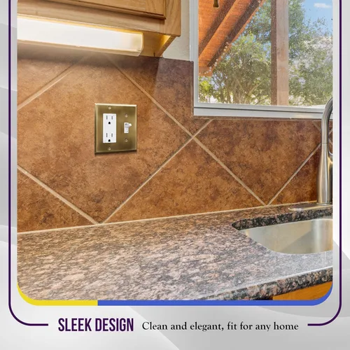 Miniatura 8 de ENERLITES - Placa de pared combinada de acero inoxidable para interruptor de palanca y decorativo, resistente a la corrosión, tamaño 4.50x4.57 Latón