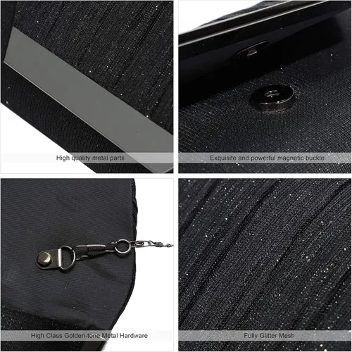 Miniatura 5 de AO ALI VICTORY Bolsos de mano con purpurina para mujer, bolsos de noche, embragues con solapa, sobre bolsos, bolsos grandes para bodas, fiestas
