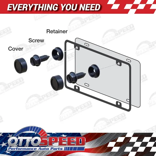 Miniatura 2 de OttoSpeed Kit de tornillos y tapas para matrícula, sujetadores de seguridad antirrobo con tapas de rosca para placas delanteras y traseras en Acero