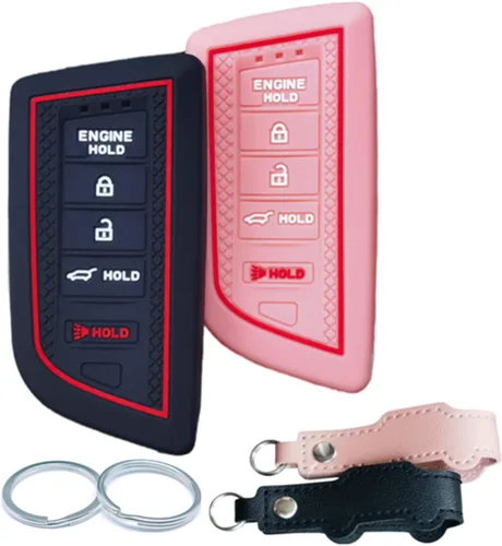 Miniatura 6 de 2 piezas de funda de llave inteligente de silicona para control remoto Acura RDX MDX Integra A-spec 2022 2023 2024 con 5 botones (negro)