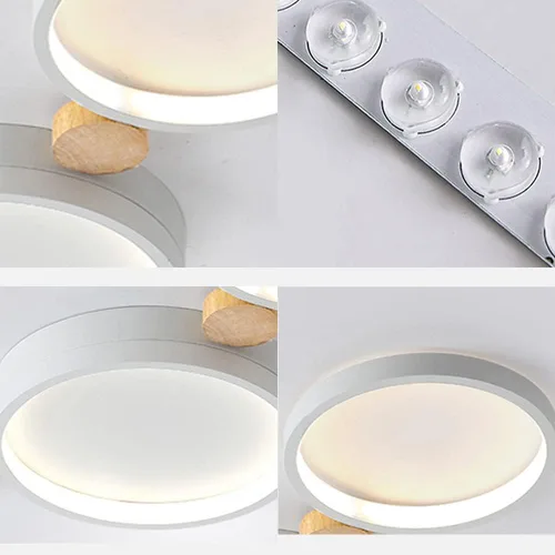 Miniatura 4 de Lámpara de techo LED de 3 luces, 22 pulgadas, moderna lámpara de techo empotrada de madera de 20 W regulable para sala de estar, dormitorio, cocina