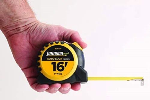 Miniatura 3 de Johnson Level & Tool 1804-0016 Cinta de alimentación con bloqueo automático, 16 pies, negro/amarillo, 1 cinta