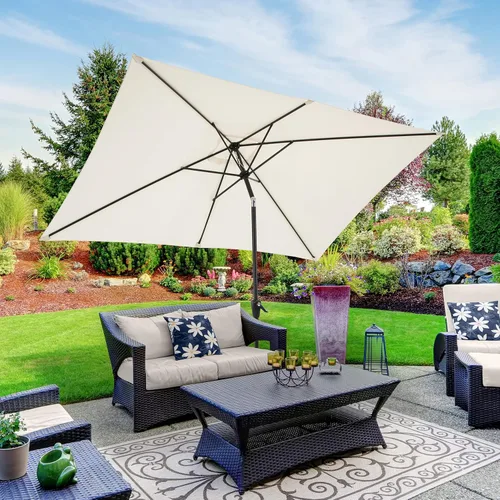 Miniatura 6 de Rectangular Patio Umbrella - 10ft Easy Crank Sun Shade with Push Button Tilt for Outdoor Furniture, Deck, Yard, or Pool by Pure Garden