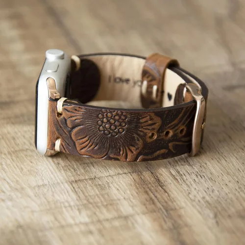 Miniatura 6 de Correas de reloj de cuero con nombre personalizado compatibles con Apple Watch de 1.575 pulgadas, 1.614 pulgadas, 1.496 pulgadas, 1.654 pulgadas