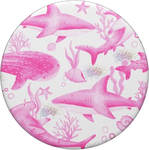 Miniatura 3 de Divertida cabeza de tiburón, cabeza de martillo, tiburón, lindo patrón de tiburón rosa, PopSockets intercambiables PopGrip