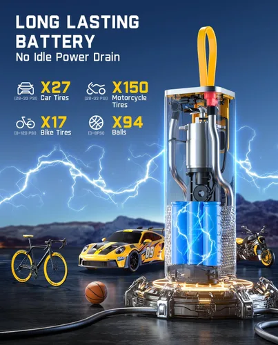 Miniatura 4 de Fanttik X9 APEX - Compresor de aire portátil para neumáticos de automóvil, inflado rápido de 35 segundos, inflador de neumáticos inalámbrico de 150