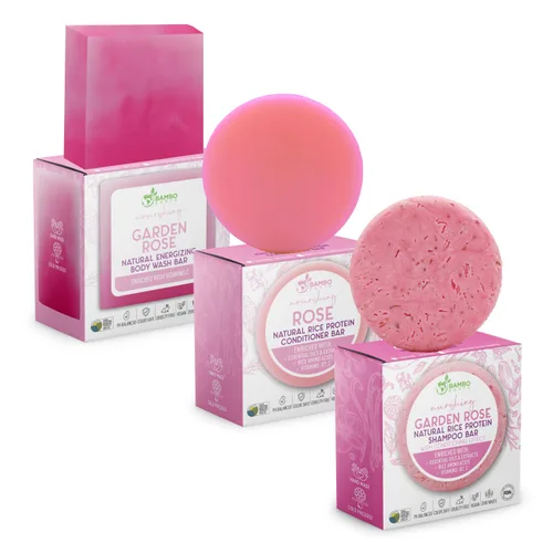 Miniatura 12 de Paquete de champú, acondicionador y gel de baño de proteína de arroz sólido Champú, acondicionador y barras de lavado para cabello y cuerpo