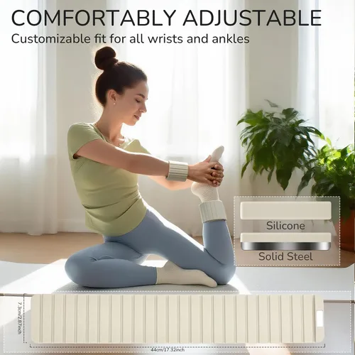 Miniatura 4 de Pesas de tobillo y muñeca para mujeres y hombres, diseño magnético ultrafino ajustable, silicona agradable a la piel con bloques de acero para yoga