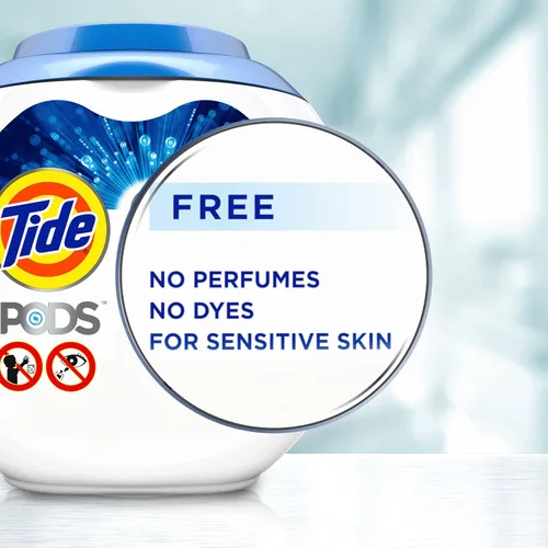 Miniatura 9 de Tide PODS Ultra Oxi Free and Gentle - Paquetes de detergente para ropa, 57 unidades, cápsulas de detergente hipoalergénico