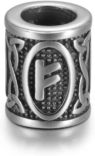 Miniatura 22 de 5 cuentas vikingas de acero inoxidable, cuentas espaciadoras de metal, cuentas espaciadoras de agujero grande, cuentas de tubo de plata antigua