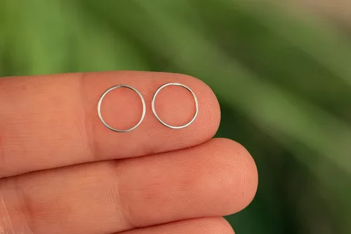 Miniatura 77 de Aretes de aro de oro de plata – Aretes de aro para mujer, dos piezas de aros de plata fina rellenos de oro, aro de hélice, anillo de tragus, aro
