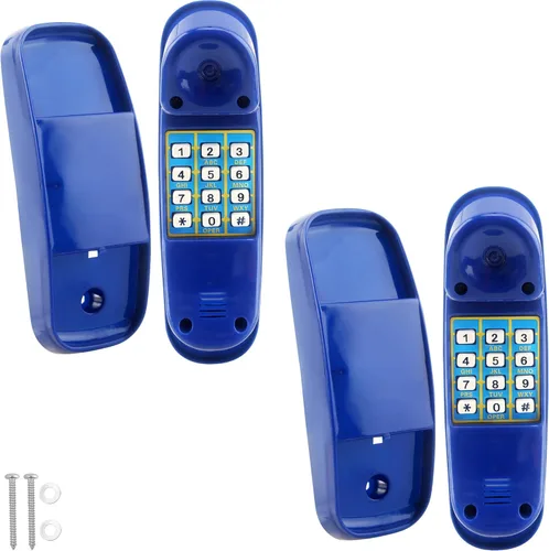 Miniatura 11 de Swingset - Juego de 2 teléfonos de plástico con llave numérica para niños, patio de recreo, accesorios para casa de árbol (amarillo, verde)
