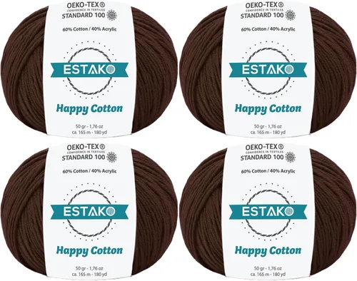Miniatura 37 de Estako Happy Cotton, 1,76 oz (50 g) / 180 yardas (165 m) de lana 60 % algodón y 40 % acrílico, suave, fina/deportiva (2) para crochet y tejer