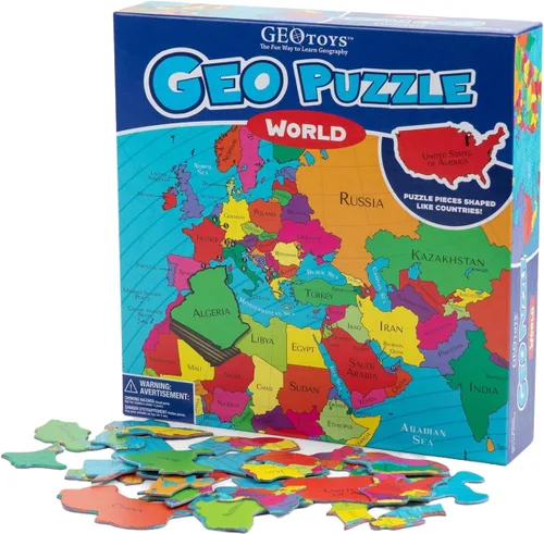 Miniatura 7 de GeoToys GeoPuzzle, juego de 6 rompecabezas de campo, juego de geografía y mapas, juegos educativos y actividades de aprendizaje para niños, regalos