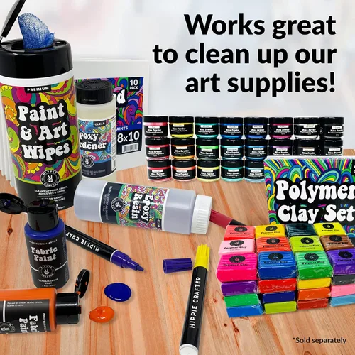 Miniatura 7 de HIPPIE CRAFTER Toallitas de pintura y arte, 1 paquete (50 piezas) toallitas de limpieza resistentes para pintura, epoxi, pegamento, látex y manchas