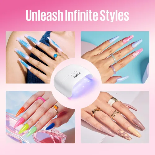 Miniatura 8 de MEFA Lámpara de uñas UV de 72W portátil, luz UV para uñas de gel con 3 temporizadores, secador para esmalte de uñas de gel de curado rápido, 21