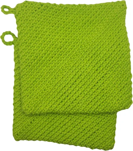 Miniatura 2 de Soportes para ollas de ganchillo hechos a mano, colección de color sólido, algodón de 6 x 6 pulgadas, resistentes al calor, doble capa, lazo