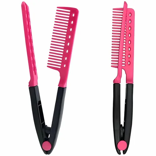 Juego de alisado de cabello, paquete de 2 peines de hierro plano para hermosos tresses, alisador con agarre firme, ideal para cabello nudoso,