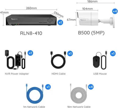 Miniatura 9 de REOLINK Sistema de cámara de seguridad de 8CH 5MP, 4 cámaras PoE con cable para seguridad del hogar al aire libre, detección inteligente de Blanco