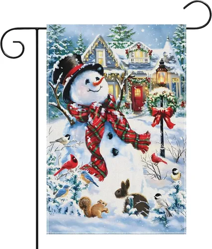 Miniatura 10 de Bandera de Jardín Navideña de 12 x 18 Pulgadas Believe Jesus Decoraciones de Invierno - Bandera de Patio de Vacaciones de Granja Rústica de Noche