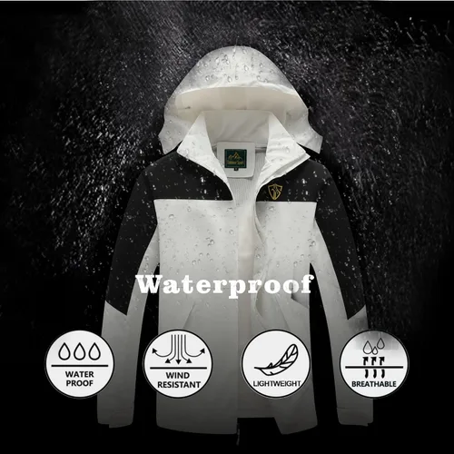 Miniatura 36 de GIISAM Chaqueta de lluvia para hombre, impermeable, ligera, para exteriores, rompevientos con capucha