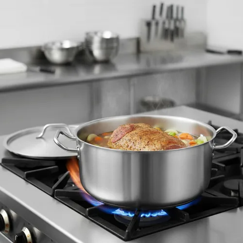 Miniatura 3 de TrueCraftware - Olla de acero inoxidable de 20 cuartos de galón con base encapsulada y cubierta - Olla de brasero de alta resistencia para sopa