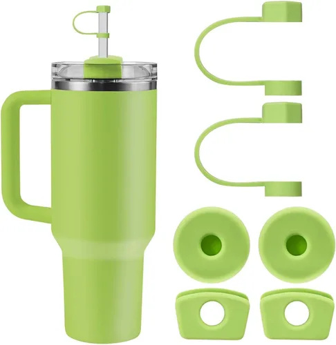 Miniatura 7 de Linsaner Juego de adornos de silicona para popotes Stanley, 2.0, vasos de 30 oz/40 onzas con cubierta para popote Stanley, eucalipto (paquete de 1)