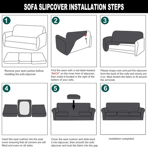 Miniatura 7 de CRFATOP Fundas de sofá de 4 piezas para sofás de 3 cojines, funda elástica con 3 fundas de cojín de asiento separadas, protector de muebles lavable