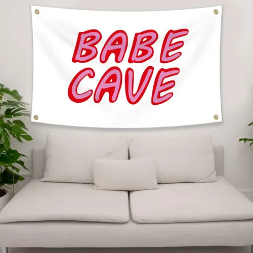 Miniatura 6 de Bandera de cueva de bebé de 3 x 5 pies, divertido póster duradero, bandera de pared de cueva de hombre con 4 ojales de latón. Esta hermosa bandera