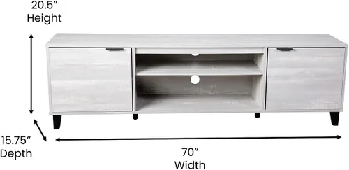 Miniatura 3 de Flash Furniture Nelson Mid Century - Soporte de TV moderno para televisores de hasta 60 pulgadas, acabado gris, 70 pulgadas de ancho, estantes