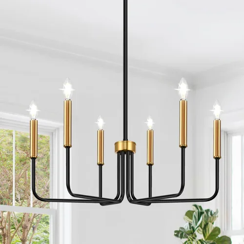 Miniatura 21 de Lynnoland - Candelabros de 6 luces de granja para comedor, accesorios de iluminación colgantes, lámparas industriales modernas para dormitorio