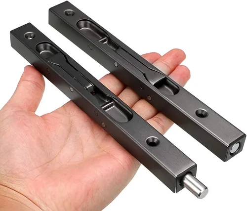 Miniatura 3 de Sumnacon 2 pernos de puerta de 8 pulgadas, cerraduras de puerta francesa de seguridad ocultas de acero inoxidable con herrajes, pernos de metal