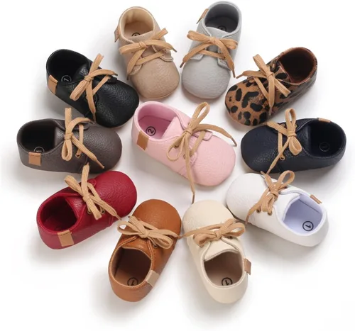 Miniatura 2 de WILLFUN Zapatos de piel sintética para bebés y niñas suela de goma suave con cordones zapatos Oxford para cuna para niños pequeños que caminan