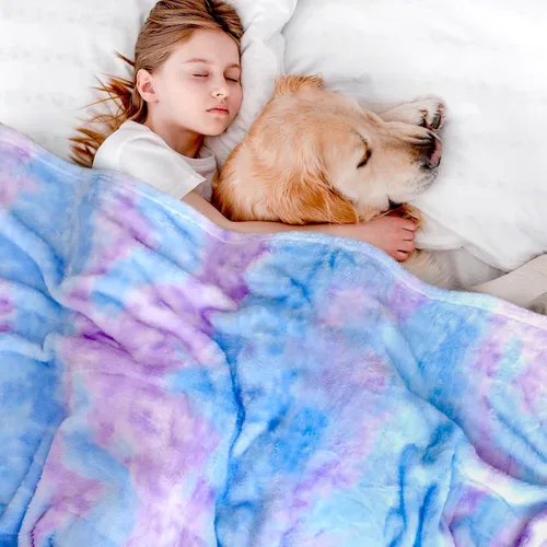 Miniatura 3 de MUGD Mantas suaves de forro polar manta suave y mullida para niños manta cálida para cama Azul y morado