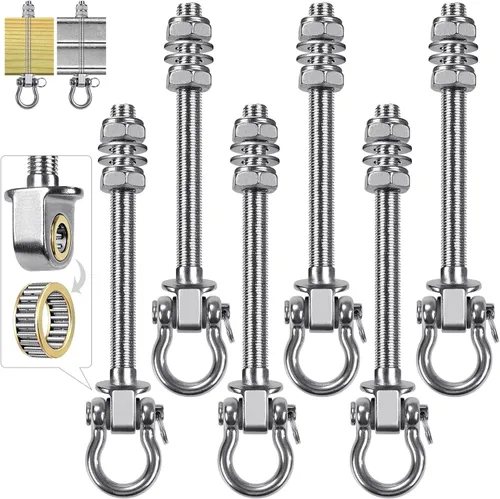 Miniatura 12 de Dolibest Perchas de columpio con rodamiento, paquete de 4 ganchos de acero inoxidable 304 para vigas de madera y metal, ideal para colgar hamacas, 4