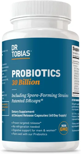 Dr. Tobias Probióticos 30 mil millones, 10 cepas, 30 mil millones de UFC, probióticos de liberación dirigida para mujeres y hombres, apoya la salud