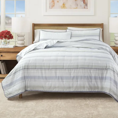 Miniatura 25 de Great Bay Home Full/Queen Quilt Set - 3-Piece Seersucker Box-Stitched Bedding Set - Soft, Lightweight, All-Season Bedspread (White)