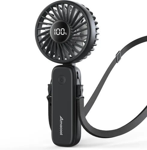Miniatura 8 de AMACOOL Ventilador portátil de mano con motor dual, 12 aspas, potente ventilador de mano de 4 velocidades, plegable, ventilador de enfriamiento Rosa