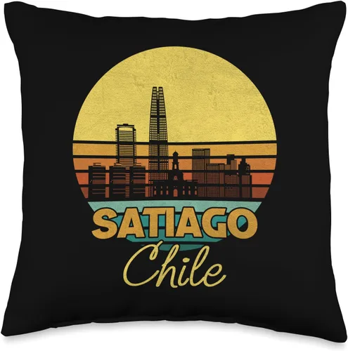 South America Real Chileans Design For Men Women Vintage Santiago Chile-Cool Chilean Design Retro Cities Throw Pillow, 16x16, Multicolor