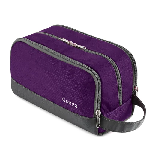 Miniatura 13 de Gonex Neceser de viaje de nailon, bolsa de afeitado, organizador de artículos de tocador, Verde