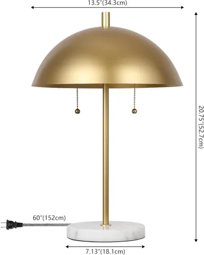 Miniatura 4 de JONATHAN Y Lámpara de mesa LED de 20.7 pulgadas de mármol dorado/blanco con 2 luces para decoración moderna de noche, lámpara de escritorio