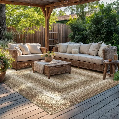 Miniatura 129 de Alfombra ovalada trenzada gris humo de 20 x 30 pulgadas, lavable para interiores y exteriores, decoración campestre para cocinas y entradas
