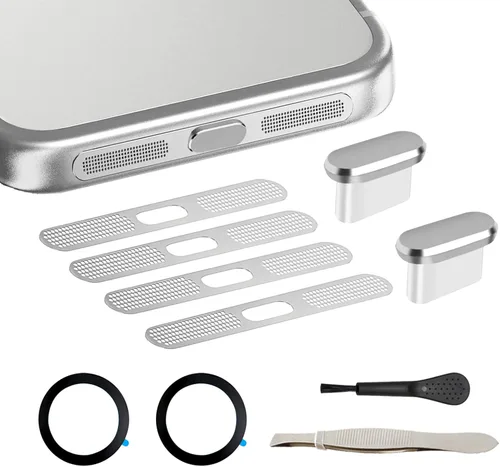 Miniatura 14 de Funda antipolvo de metal para altavoz iPhone 17 Pro Max, protector de malla antipolvo, cero pérdida de sonido, ajuste invisible, compatible