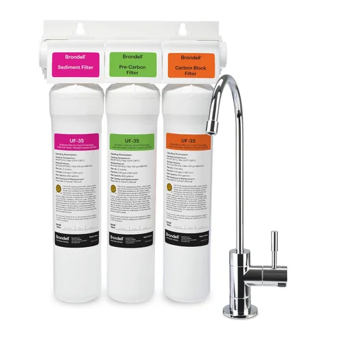 Miniatura 10 de Brondell H2O+ Coral UC300 Sistema de Filtración de Agua de Tres Etapas para Debajo del Encimera (Filtros de Repuesto UF-35)
