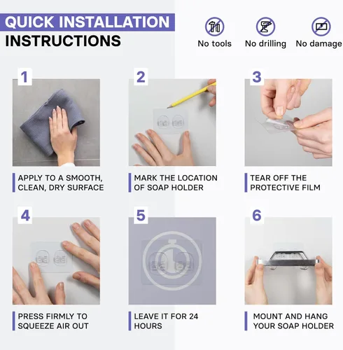 Miniatura 5 de KINCMAX Jabonera adhesiva de alta calidad para pared de ducha, jabonera de barra sin taladros para almacenamiento de baño, organizador de jabón