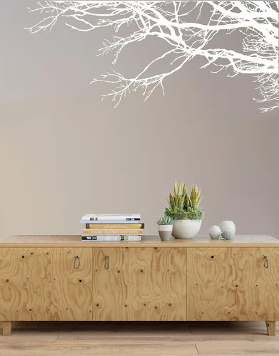 Miniatura 6 de Adhesivo decorativo para pared de árbol grande, ramas negras semi-brillantes, (21 x 50 pulgadas) de izquierda a derecha. Extraíble, no necesita