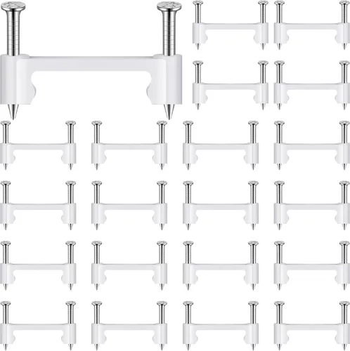 Barydat 20 Cable Clips 2 Steel Nails Polyethylene Electrical Wire Staples Electrical Wire Staples for Securing NM Non Metallic Cable to Wall Ceiling