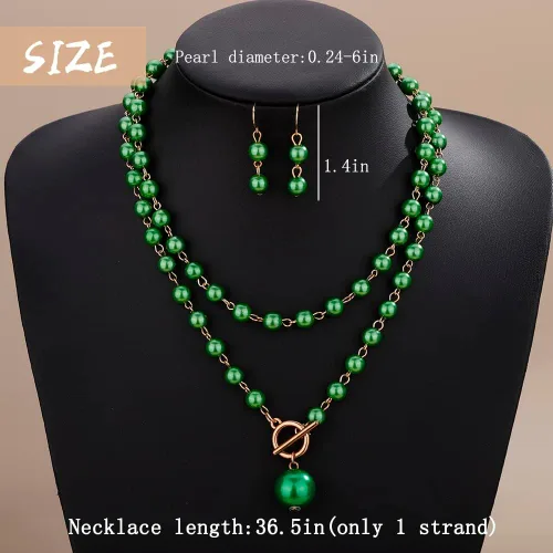 Miniatura 3 de Delicado collar con cuentas de perlas de imitación con pendientes