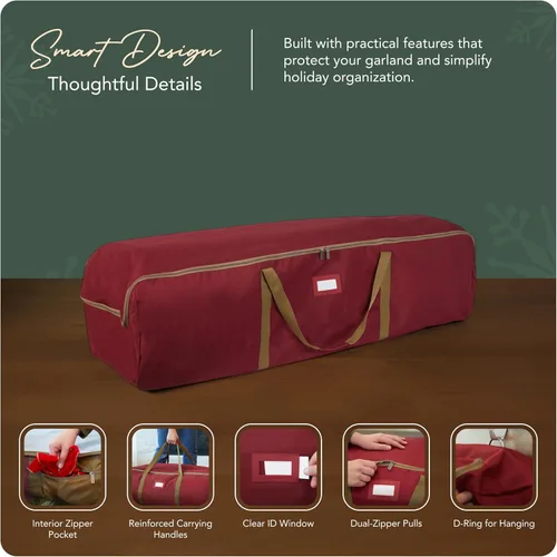Miniatura 4 de Covermates Keepsakes - Bolsa de almacenamiento para guirnaldas tipo morral - Poliéster duradero, asas reforzadas, caben guirnaldas de hasta 25 pies