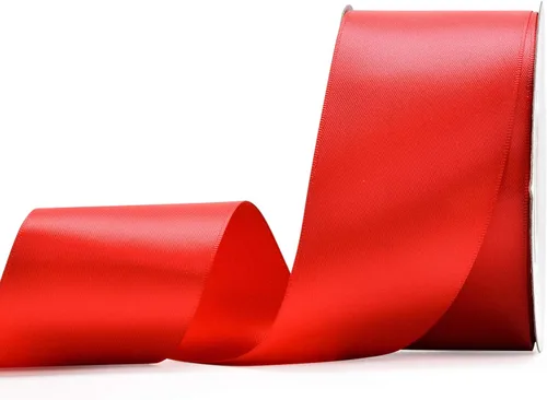 YAMA - Cinta de satén de doble cara - 5 cm 23 m para rollos de cintas de regalo, rojo